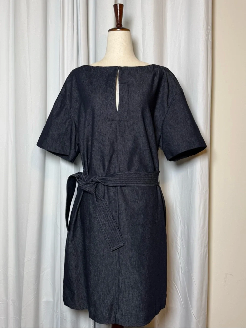 Theory Belted Shift Dress Navy Classic Jean Size 12 NWT - Picture 3 of 15